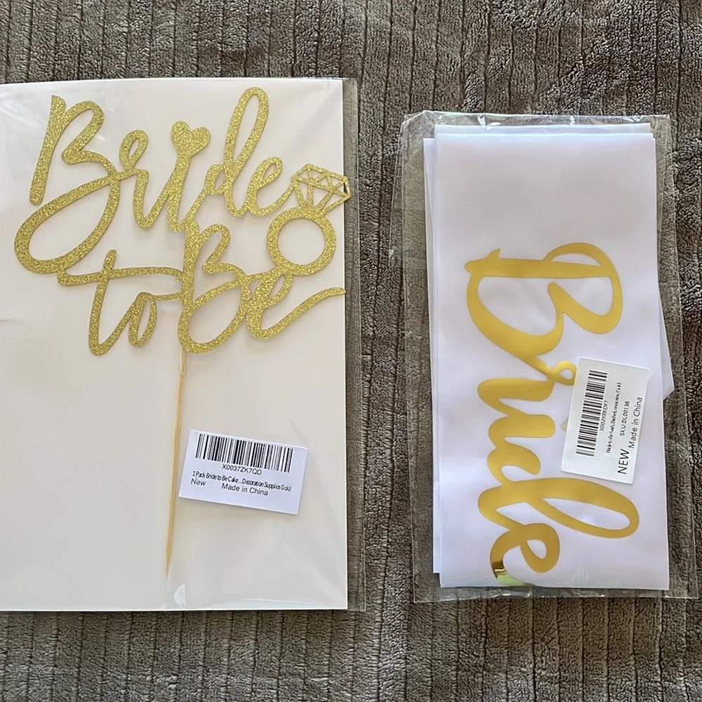 Bride to Be Sash and Cake topper for Bachelorette party.